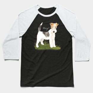 Cute Fox Terrier - Watercolor Drawing Baseball T-Shirt